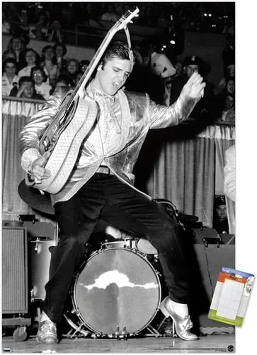 Vista 12 de Trends International Elvis Presley - Póster de pared de caderas, 22.4 pulgadas de largo x 14.7 pulgadas, versión enmarcada en madera de granero