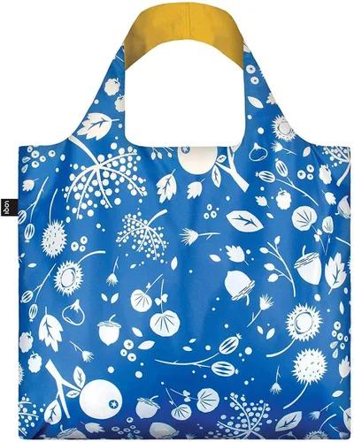 Vista 2 de LOQI Bolsas de compras reutilizables con semillas (juego de 3), campanas de coral, aciano, verde azulado