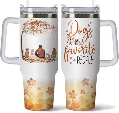 Vista 20 de Gossby Vaso personalizado de 40 onzas con asa y tapa, regalo personalizado para papá para hombres con diseño, nombre, vaso aislado de acero Hombre