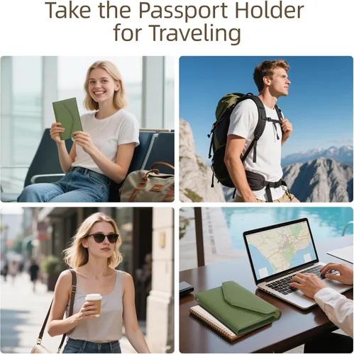 Vista 162 de Zoppen - Billetera de viaje con bloqueo RFID multiusos (Ver.4) Portatarjetas de pasaporte y vacunas, organizador de documentos de tres pliegues