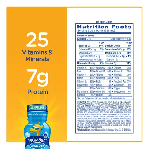 Vista 2 de PediaSure Crema de plátano, botella de 8 onzas Número de pieza 58052 Cantidad 1