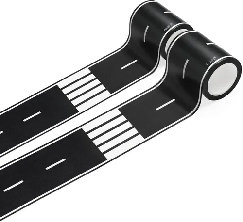 Vista 7 de Piokio Cinta negra de 33 x 2.4 pulgadas, las pistas de automóvil son ideales para fiestas de cumpleaños infantiles, decoración de fiesta de carreras