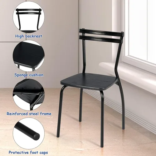 Vista 6 de NAFORT Juego de mesa de comedor de cocina de 5 piezas para 4, mesa de comedor rectangular moderna y 4 sillas, marco de metal, muebles de desayuno