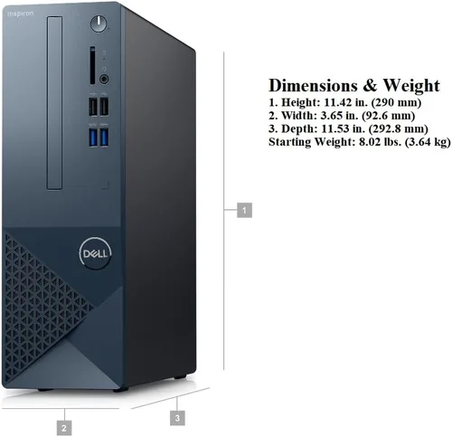 Vista 3 de DELL Computadora de escritorio pequeña Inspiron 3020S 2023, Intel Core i5-13400, gráficos Intel UHD 730, Bluetooth, WiFi, Windows 11 Pro, servicios