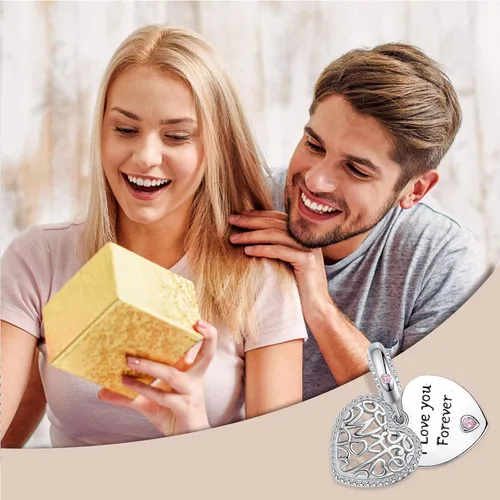 Vista 6 de ASELFAD I Love You Forever Heart Sterling Silver Wife Charms for Bracelets Best Anniversary Christmas Mothers Day Valentines Day Gifts for Wife from