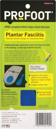 Vista 6 de PROFOOT Plantillas ortopédicas para fascitis plantar para mujer (tallas 6-10) – Insertos de gel para zapatos para alivio instantáneo del dolor
