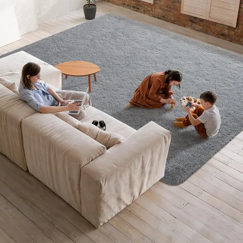 Vista 54 de Softlife Alfombra naranja para dormitorio, alfombra de felpa esponjosa para sala de estar para niñas, alfombra lanuda para niños, alfombra suave