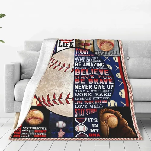 Vista 4 de Manta de Béisbol Manta de Béisbol para Arrojar Regalos para Amantes de los Deportes Artículos de Felpa de Forro Polar Franela para la Cama