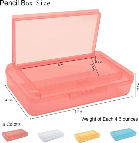 Vista 2 de 1 caja de lápices, diseño transparente de doble capa de plástico, gran capacidad con tapa hermética, caja de lápices apilable, caja de lápices