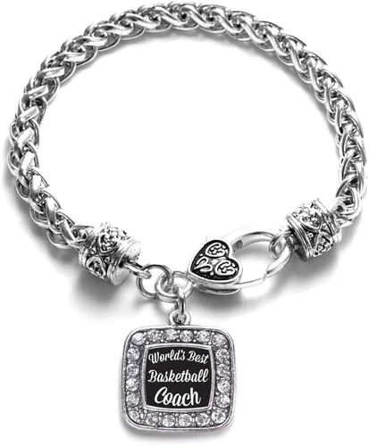 Vista 12 de Pulsera de dijes cuadrados de plata con joyería de circonita cúbica