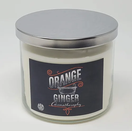 Vista 5 de Vela perfumada de aromaterapia de jengibre naranja ~ Vela de cera de soja de primera calidad natural ~ tarro de 12 onzas