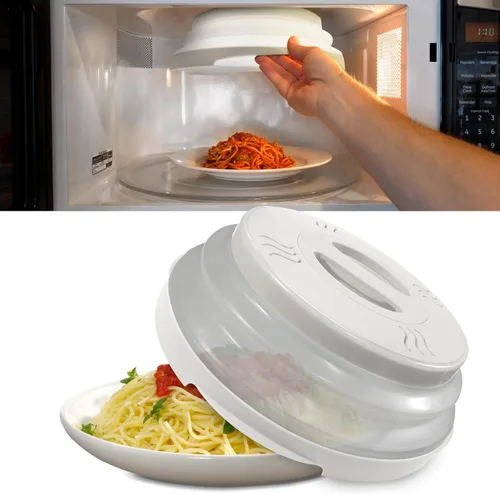 Vista 11 de HOVER COVER Tapa magnética para microondas con alta potencia, agarre magnético más fuerte, tapa de alimentos plegable de 12 pulgadas sin BPA