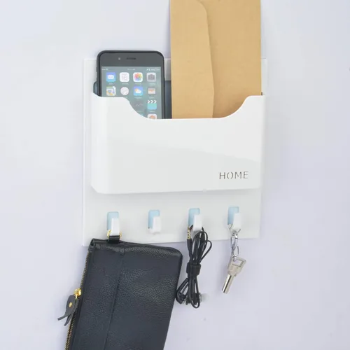 Vista 7 de Organizador de mesita de noche, adhesivo para colgar en la pared, estante flotante para entrada, correo/llaves, bueno para el hogar, dormitorio