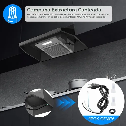 Vista 7 de SNDOAS Campana extractora negra de 24 pulgadas, Campana extractora sin conductos para debajo del gabinete, Campana extractora de cocina de acero
