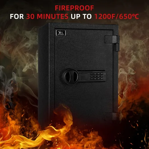 Vista 4 de TIGERKING Caja fuerte ignífuga, 1.8 pies cúbicos, caja de seguridad digital grande de acero con teclado de botón de código, resistente para el hogar