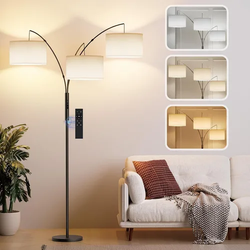 Vista 9 de SIBRILLE - Lámparas de pie de 27 W para sala de estar, lámpara de pie regulable súper brillante, lámpara de pie moderna con control remoto y táctil