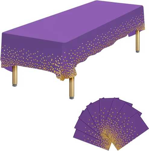 Vista 17 de Paquete de 4 manteles de plástico desechables azules y dorados para mesa rectangular, manteles desechables de 54 x 108 pulgadas, manteles