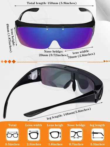 Vista 4 de 3 piezas de gafas de sol TAC Flip Glasses Sports Flipping Sunglasses Cover-ups