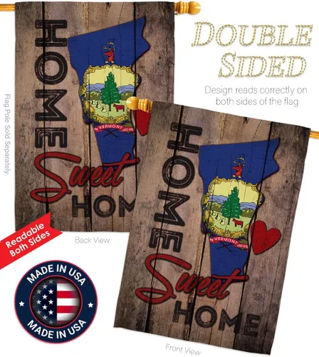 Vista 3 de HS191153-BO Vermont Sweet Home Americana States - Juego de bandera vertical decorativa para casa, 28 x 40 pulgadas con mástil, multicolor