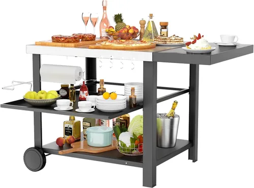 Vista 15 de Mesa de Parrilla Plegable para Interior Portátil Compatible con Parrilla de Madera al Aire Libre Ninja (Serie OG701 OG850 OG951), Espacio Grande