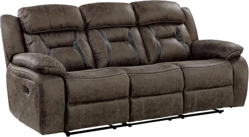 Vista 3 de Homelegance Sofá reclinable, sofá reclinable doble manual de microfibra pulida, marrón oscuro