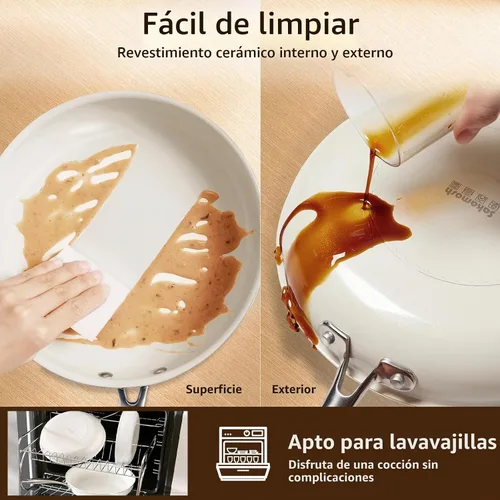 Vista 5 de SAKAMOSH Sartén de cerámica antiadherente de 9.5", sartén no tóxica