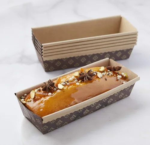 Vista 5 de Pastry Chef's Boutique Moldes de papel rectangulares desechables para pan, hechos de forma natural, reciclable, aptos para microondas y horno, molde