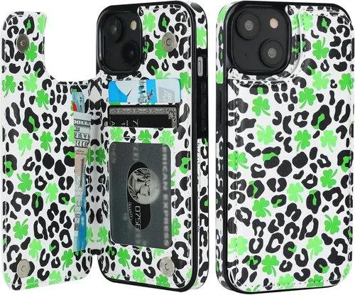Vista 15 de HAOPINSH Funda tipo cartera con tarjetero para iPhone 14/13, diseño de Girasoles Bandera Americana