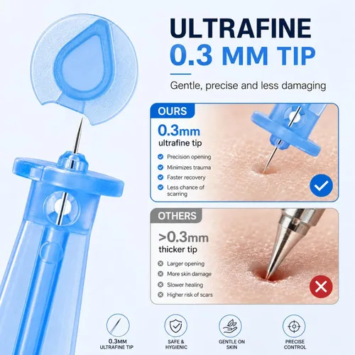 Vista 2 de 50 parches desechables para espinillas de hidrocol y 72 puntos de aguja para acné Ultrafine Pimple Popper Needle Clear Blemishes Milia; Calendula