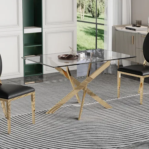 Vista 11 de SSLine Mesa de comedor redonda para 2-4, mesa de comedor de cristal transparente de lujo con base de pedestal plateada de 36 pulgadas, mesa