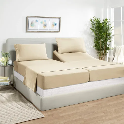 Vista 44 de Juego de sábanas de lujo Juego de cama de lujo, bolsillo extra profundo Juego de sábanas ajustable, sábana de arriba y 2 fundas de almohada, ropa