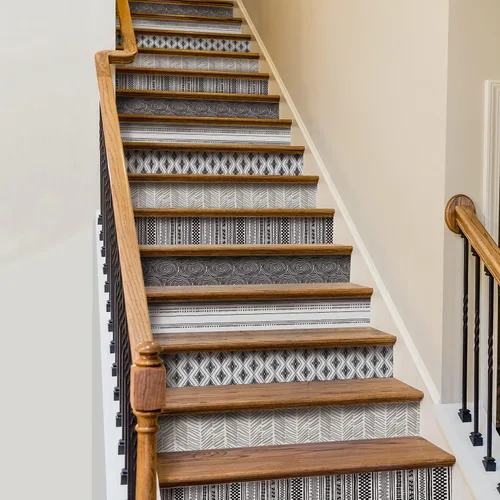 Vista 7 de funlife 3 tiras autoadhesivas para elevadores de escalera, autoadhesivas, estilo bohemio, decoración para escaleras, 39.37 x 7.09 pulgadas, bohemio