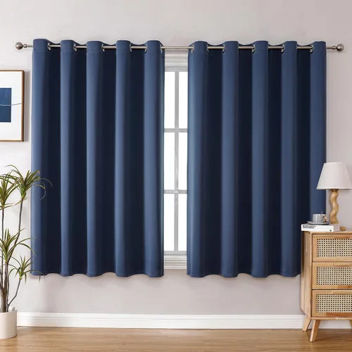 Vista 132 de ChrisDowa - Cortinas cortas para ventana de 40 pulgadas para dormitorio - Cortinas cortas con ojales y aislamiento térmico para oscurecer