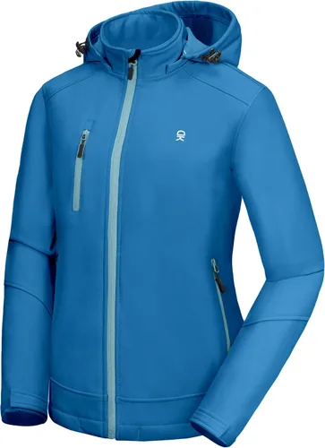 Vista 9 de Little Donkey Andy - Chaqueta Softshell para mujer, de esquí y snowboard con capucha extraíble, forro polar Mejora negro