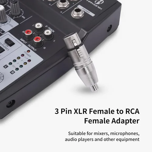 Vista 4 de Paquete de 3 adaptadores RCA hembra a XLR de 3 pines, convertidor de género cambiador de audio, adaptador XLR a RCA para amplificador mezclador