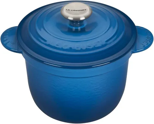 Vista 6 de Le Creuset - Arrocera de hierro fundido esmaltado con tapa y inserto de cerámica, 2.25 cuartos de galón, Cerise