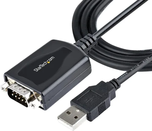 Vista 4 de StarTech Cable adaptador USB a RS232 Serial DB9 de 1 pie con retención de puerto COM – Adaptador USB A a DB9 de hasta 920 kpbs Serial, TAA