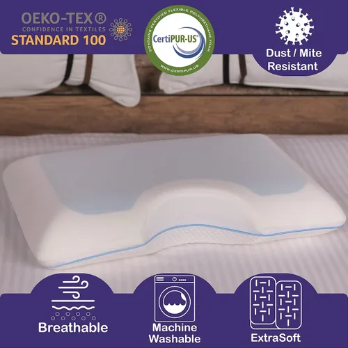 Vista 2 de Almohada para dormir de lado – Almohada de cama – Almohada de enfriamiento – Almohada de espuma viscoelástica respetuosa con la piel – Funda