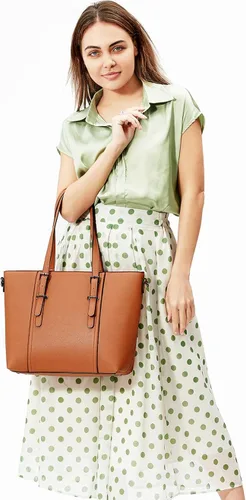 Vista 2 de Bolsas estilo cartera y bolsos estilo tote y de hombro para mujer con asa superior.
