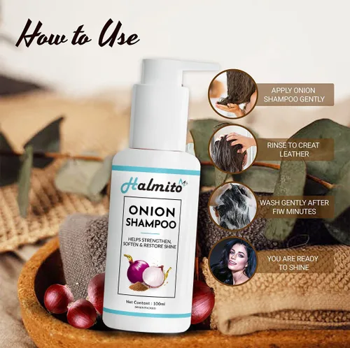 Vista 4 de Champú acondicionador para cabello con extracto de aceite de semilla de cebolla roja, aceite de semilla negra y provitamina 3.4 fl oz
