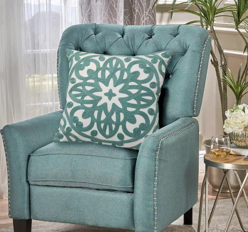Vista 4 de Alysheer Funda de almohada decorativa bordada de 18 x 18 pulgadas, acogedora y fresca funda de cojín bohemia con diseño de mandala chic de punto