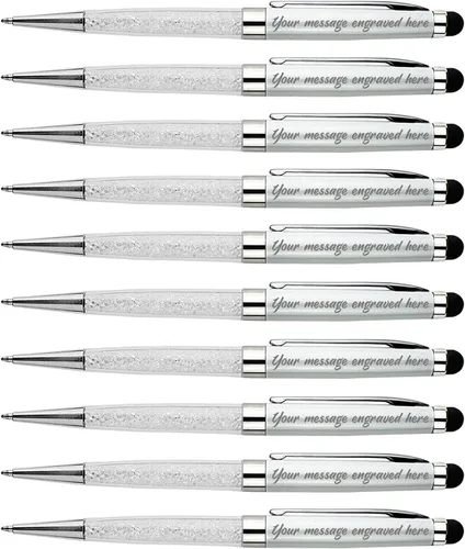 Vista 17 de Ancolo Bolígrafos grabados de lujo con punta de lápiz capacitivo, repuestos de tinta negra de cristal, bolígrafos de calidad, personalizados