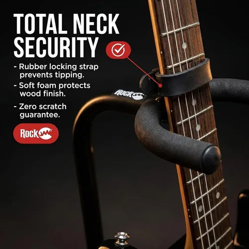 Vista 3 de RockJam Soporte de guitarra vertical con brazos acolchados y bloqueo