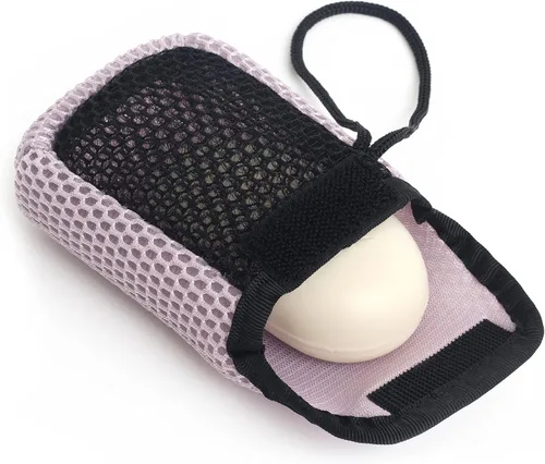 Vista 7 de MainBasics - Bolsa de jabón exfoliante de doble cara, color azul Se adapta a barras de jabón de tamaño estándar