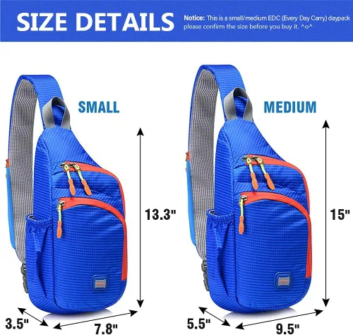 Vista 5 de Peicees Mochila pequeña tipo bandolera impermeable unisex bolsa de hombro cruzada en el pecho