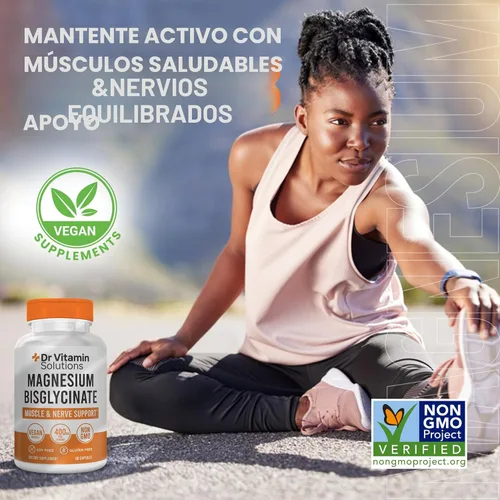Vista 6 de Glicinato de magnesio 400 mg (quelato de bisglicinato de magnesio tamponado) Magnesio quelado Albion® para apoyo muscular y nervioso + calma