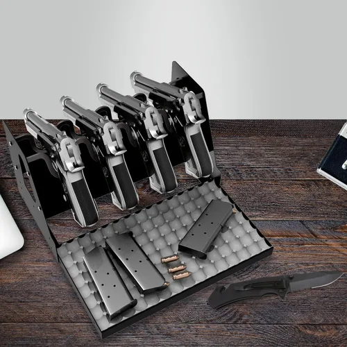 Vista 2 de UNITEDPOWER - Estante de metal para pistolas, soporte para armas de mano para almacenamiento en gabinete de armas, organizador seguro