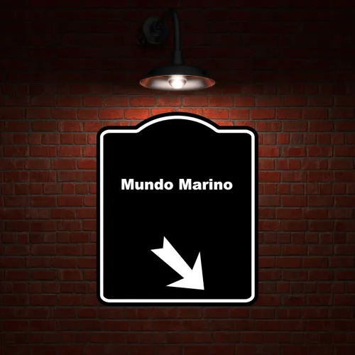 Vista 2 de Mundo Marino Spanish Black Sign Arrow Down Right Aluminum Composite Sign 8.5 x 10 inches