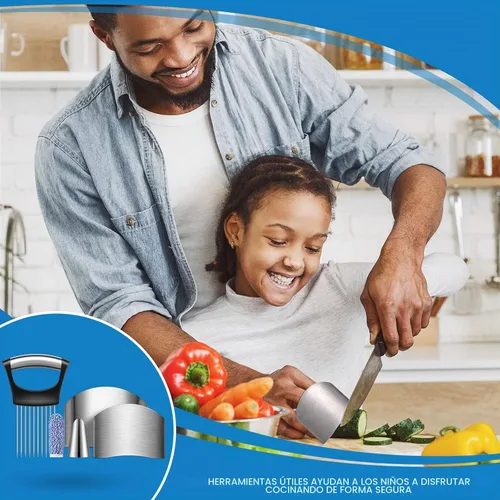 Vista 6 de CHENGU 9 Piezas Protector de Dedos para Cortar Vegetales, Protector de Acero Inoxidable, Cuchillo, Peladores de Pulgar, Soporte para Cebolla
