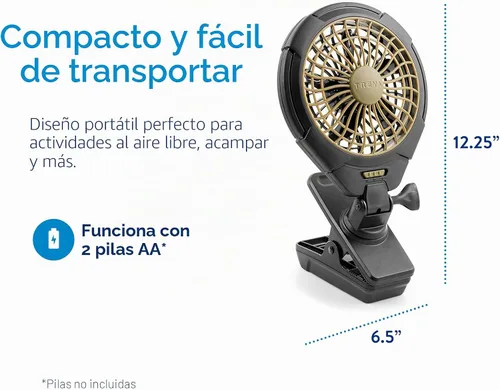 Vista 7 de O2COOL Ventilador portátil con baterías de 5 pulgadas Sí